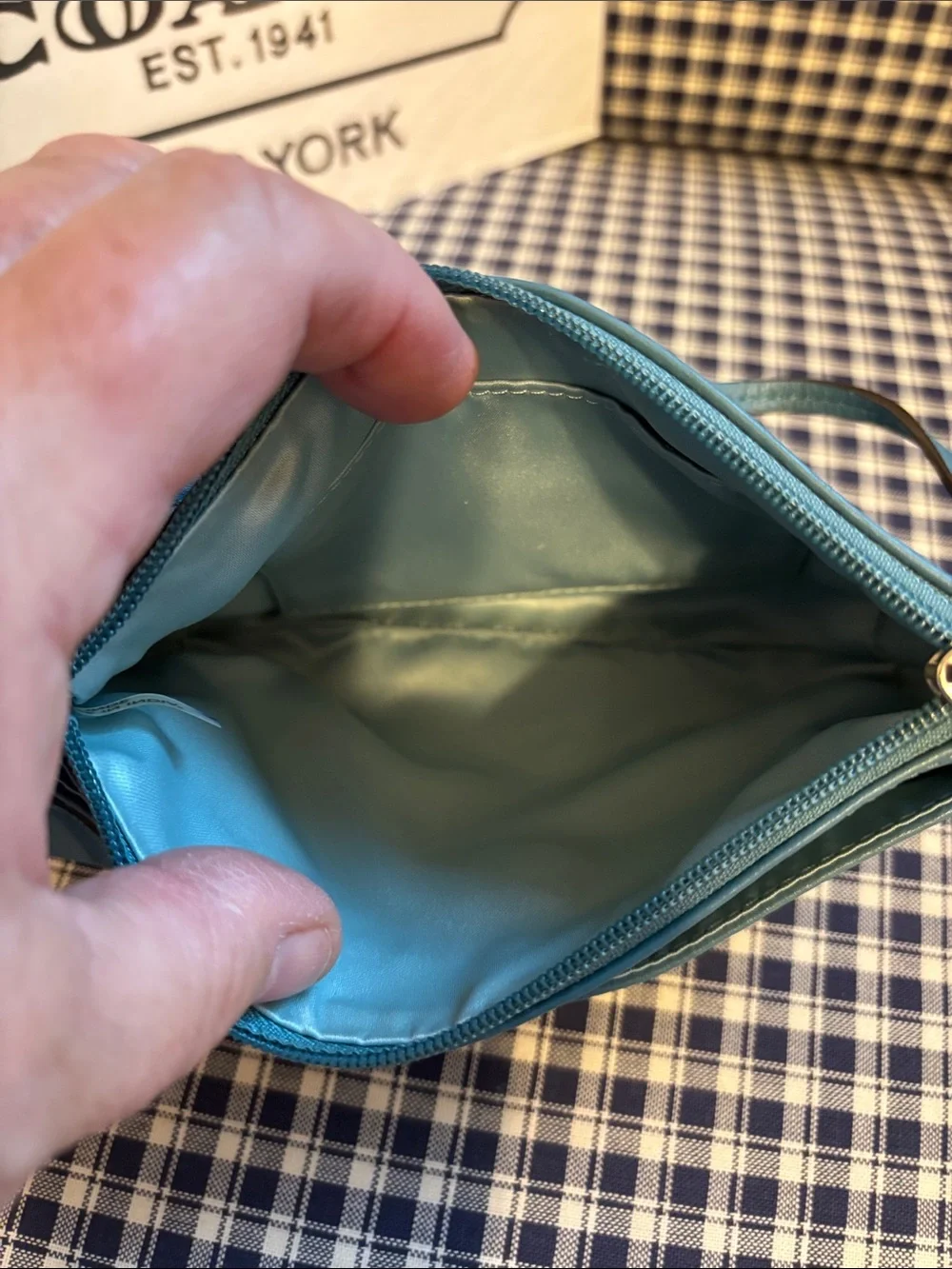 Coach Park Turlock  vintage Teal Shoulder Wristlet Bag